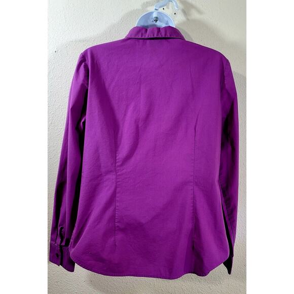 Worthington Purple Button Up Pointed Collar Top 10 Lightweight Long Sleeves Soft - Picture 3 of 7